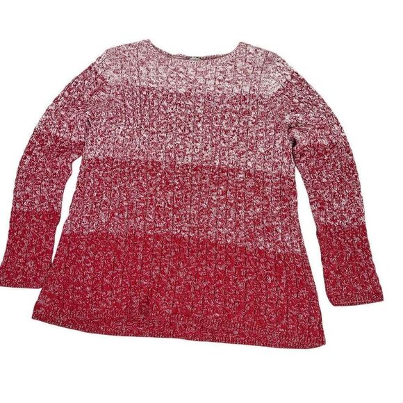 Talbots Sweaters - Talbots XL Red Ombre Colorblock Sweater Cotton Pullover